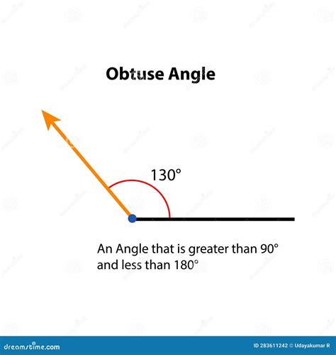 Obtuse Angle 130 Degrees. Vector Illustration. Math Teaching Pictures Stock Vector ...