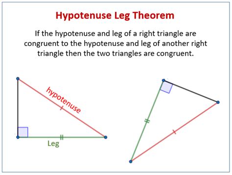 Congruent Triangles - Hypotenuse Leg Theorem (solutions, examples, videos)