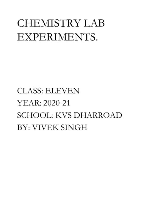 Chemistry Practical class 11 A | PDF