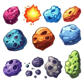 Cartoon Color Asteroid Or Comet Animation Set, Comet, Game, Asteroid PNG Transparent Image and ...