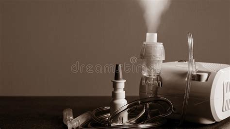 Medical Nebulizer for the Treatment of Bronchitis. Camera Agains Stock Image - Image of ...