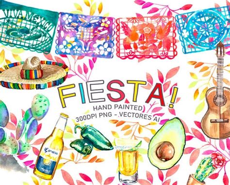 Fiesta Cute Digital Clipart Spanish Mexican Clipart Mexican - Etsy