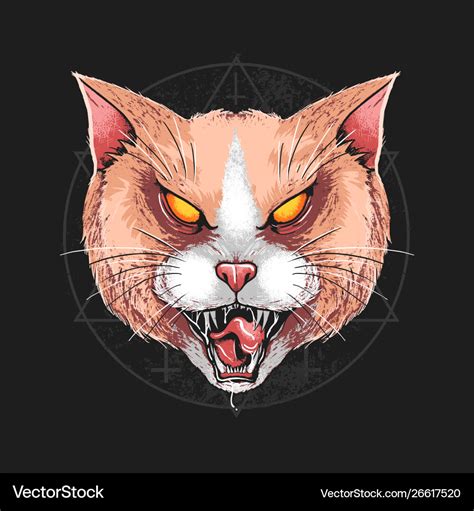 Cat angry rage face artwork Royalty Free Vector Image