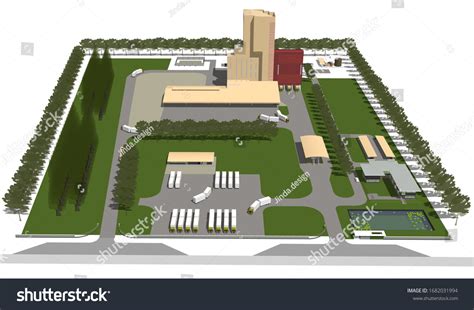 3d Illustration Cement Plant Layout Stock Illustration 1682031994 ...