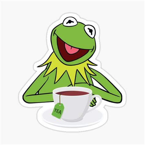 "Kermit the frog drinking Tea" Sticker by Teeshoplaza | Redbubble