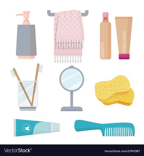 Bathroom accessories personal hygiene items Vector Image