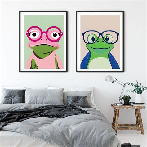 Frog With Glasses, Frog Painting, Cute Frog, Frog Art, Children's Room ...