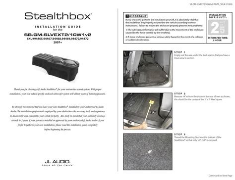 JL AUDIO STEALTHBOX SB-GM-SLVEXT2/10W1V2 INSTALLATION MANUAL Pdf ...