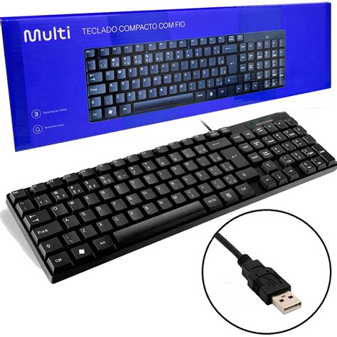 Teclado Básico Para Pc Usb Multilaser Português Brasil Preto Silencioso Slim Abnt2 Macio Pouco ...