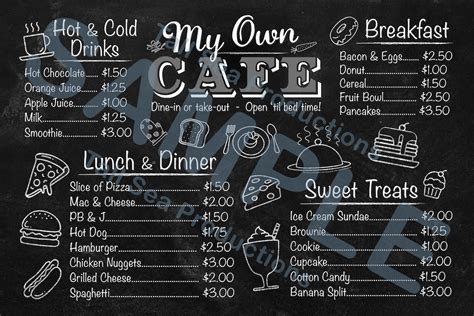 Print-yourself MY OWN Digital Wall Menu for Kids Playroom Cafe Menu ...