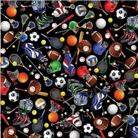 Team sports cotton fabric 1/2 yard by Kanvas by Lilliansquiltshack