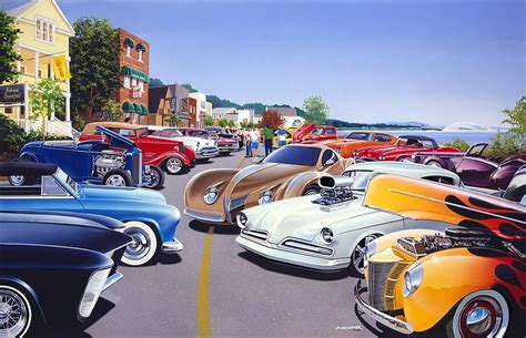 Car Show By The Lake by Bruce Kaiser | Car show, Retro cars, Car