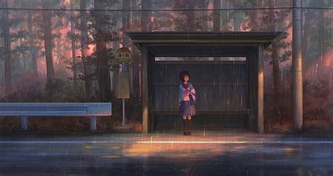 Anime, Original, House, Rain, Street, HD wallpaper | Wallpaperbetter