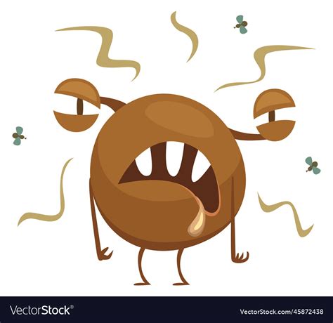 Stinky monster nasty brown microbe cartoon Vector Image