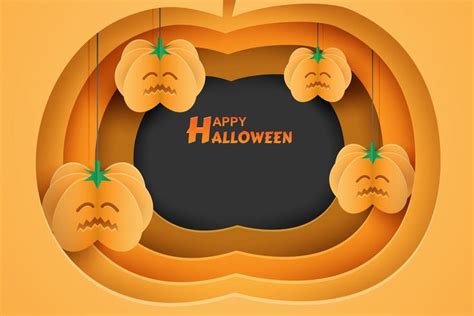 Halloween design with pumpkin cutout and hanging paper art pumpkins 682269 Vector Art at Vecteezy