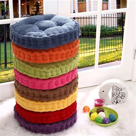 18"x18" Round Corduroy Super Soft Polyester Cotton Chair Cushion Thickened Office Seat Cushions ...