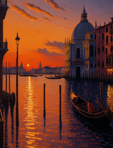 Premium AI Image | A Beautiful Painting Of a Sunset in Venice