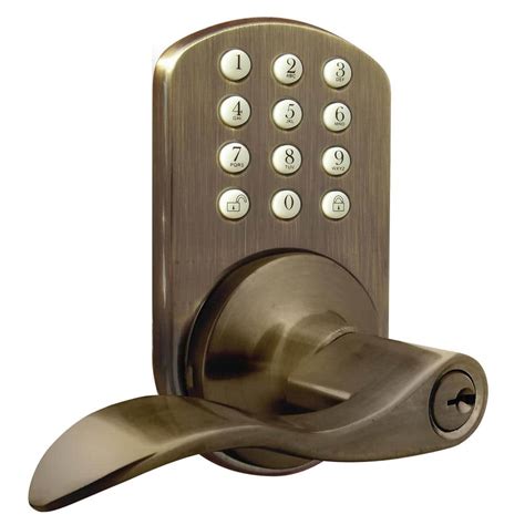 MiLocks Antique Brass Keyless Entry Lever Handle Door Lock with Electronic Digital Keypad TKL-02AQ