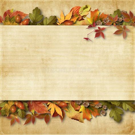 Vintage Background with Autumn Leaves with Place for Text and Ph Stock ...