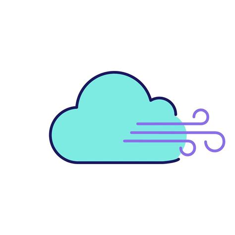 Cloudy windy weather color icon. Clouds and wind. Overcast. Weather ...