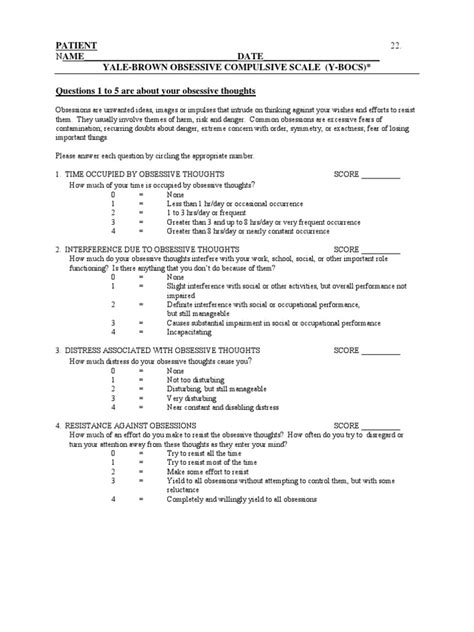 YBOCS Yale-Brown Obsessive Compulsive Scale For OCD | PDF | Obsessive–Compulsive Disorder | Anxiety