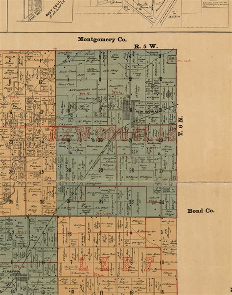 New Douglas, Illinois 1892 Old Town Map Custom Print - Madison Co. - OLD MAPS