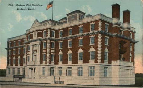 Spokane Club Building Washington Postcard