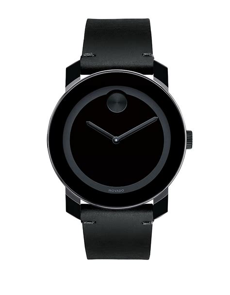 Movado bold Bold Black Leather Strap Watch in Black for Men | Lyst