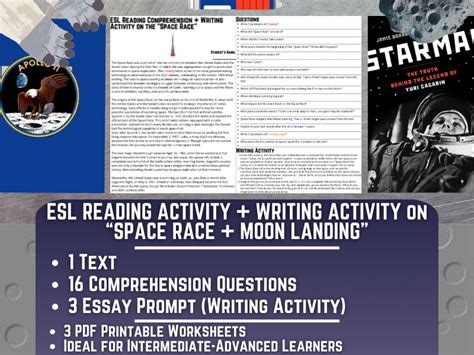 ESL Reading Comprehension + Essay Worksheets - Space Race + Moon Landing | Teaching Resources