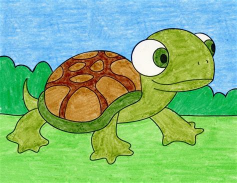 Easy How to Draw a Cartoon Turtle Tutorial