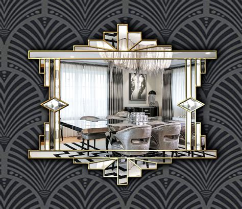 Mia Original Ornate Art Deco Over Mantle Fan Wall Mirror with a Gold Trim - Bespoke Mirrors ...