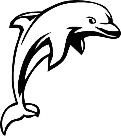 Dolphin drawing, Dolphin silhouette, Black and white drawing