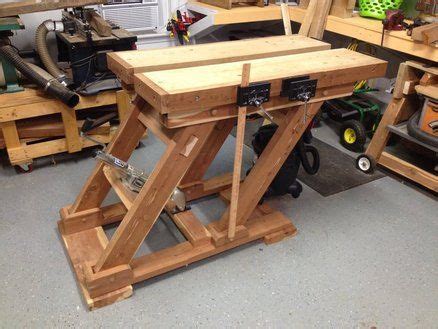adjustable height split top workbench | Workbench, Garage woodworking shop ideas, Diy workbench