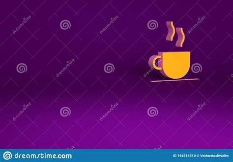 Orange Coffee Cup Icon Isolated on Purple Background. Tea Cup. Hot Drink Coffee. Minimalism ...