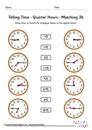 Telling Time Worksheets - Quarter Hours - Pack 3