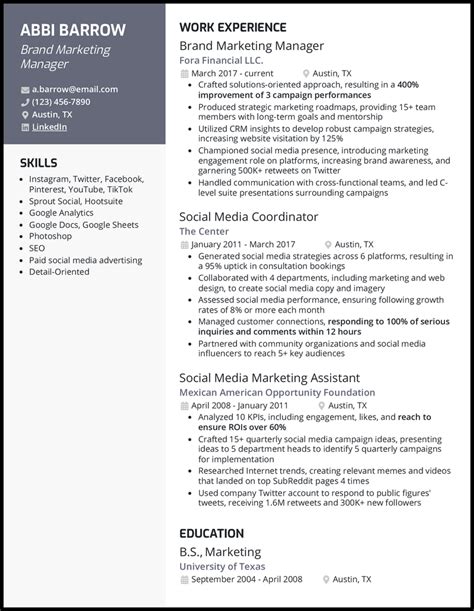 20 Social Media Manager Resume Examples for 2025