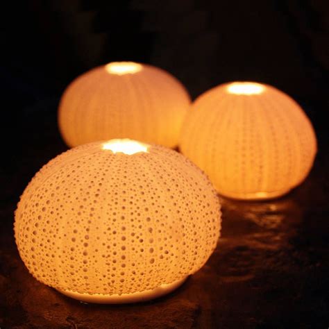Glowing urchin tealight holders | Lamp, Nautical decor, Ceramic light