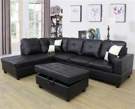 Ainehome Faux Leather Sectional Set, Living Room L-Shaped Modern Sofa ...