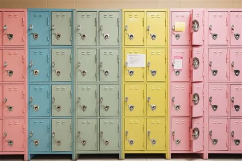 Premium AI Image | School lockers of various colors front view Ai generated