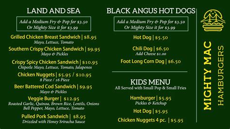 Mighty Mac Menu — Mighty Mac Hamburgers - Mackinac Island Restaurant