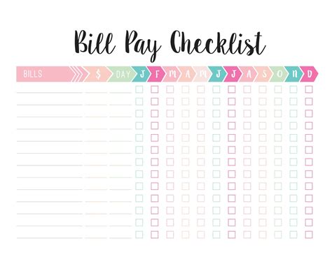 Monthly Bill Payment Tracker Printable Bill Pay Checklist Organizer ...