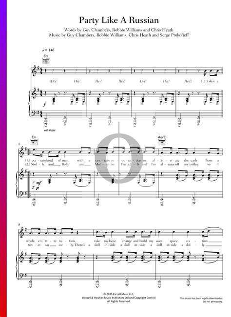 Party Like A Russian (Robbie Williams) Piano Sheet Music - OKTAV