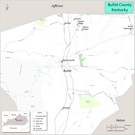 Map of Bullitt County, Kentucky - Where is Located, Cities, Population ...