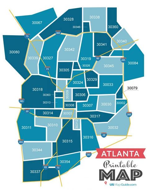 Map of Atlanta postcode: zip code and postcodes of Atlanta