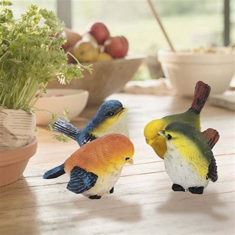 Gupbes Bird Garden Decor, Resin Bird Decor,4Pcs Resin Birds Animal ...