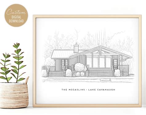 Custom Cottage Illustration Cottage Line Art Drawing | Etsy