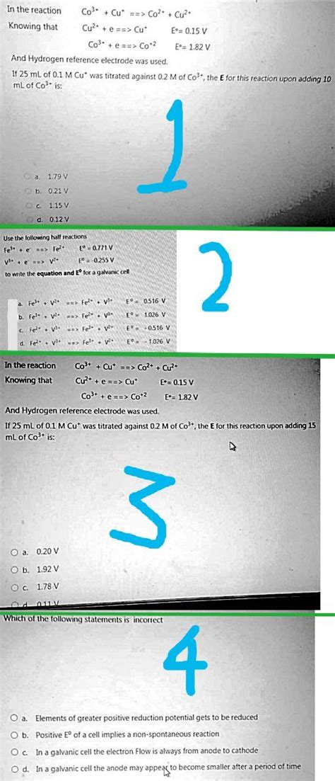 Solved In the reaction CO3+ + Cu* ==> Co2+ + Cu2. Knowing | Chegg.com