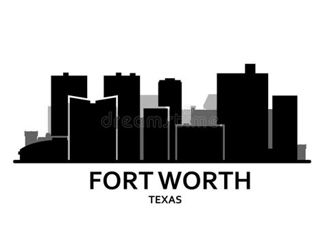 Silhouette of Fort Worth Skyline - Fort Worth Panorama Stock Vector ...