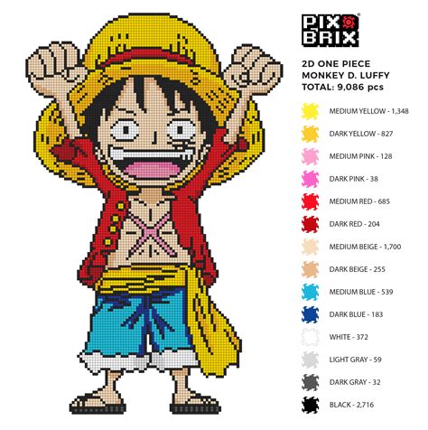 One piece monkey d luffy pixel art template pix brix – Artofit