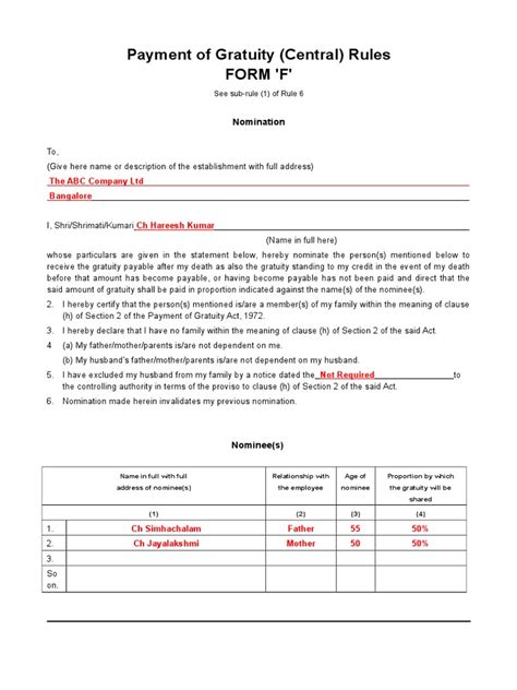 How to Fill Gratuity Form F | Gratuity | Virtue